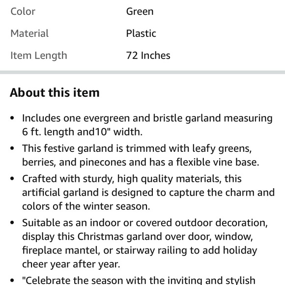 COPY - HGTV Home Collection Unlit Artificial Christmas Garland, Mixed Branch Ti… - Picture 4 of 5